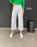 خرید قیمت شلوار جین زنانه بگ قد کوتاه پشت کمر کش کد ۱۰۱۱ - دیدو گالری Dido Gallery