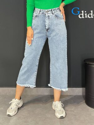 خرید قیمت شلوار جین زنانه بگ قد کوتاه پشت کمر کش کد ۶۰۴ - دیدو گالری Dido Gallery