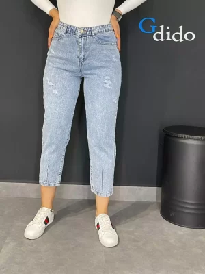 خرید قیمت شلوار جین زنانه مام کمر کش کد 2042 - دیدو گالری Dido Gallery