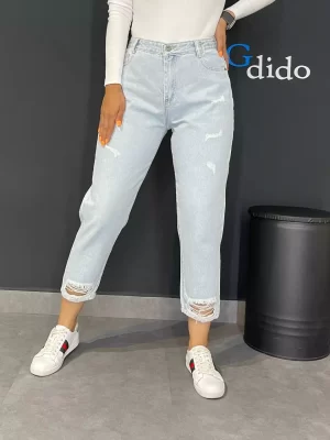 خرید قیمت شلوار جین زنانه مام کمر کش کد ۲۰۷ - دیدو گالری Dido Gallery