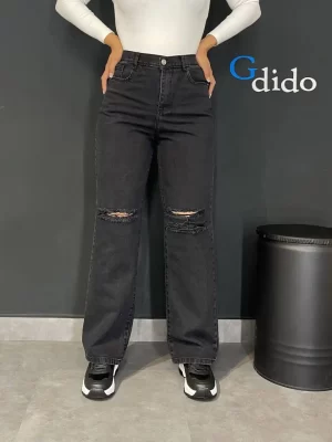 خرید شلوار جین نیم بگ پشت کمر کش کد 250600 - خرید و قیمت در دیدو گالری DidoGallery
