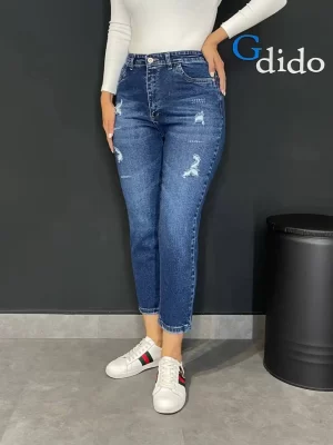 خرید شلوار جین مام فیت پارچه نیم کش کد 50062 - خرید و قیمت در دیدو گالری DidoGallery