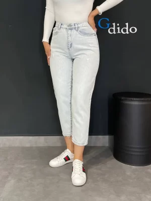 خرید شلوار جین مام فیت پشت کمر کش کد 2693 - خرید و قیمت در دیدو گالری DidoGallery