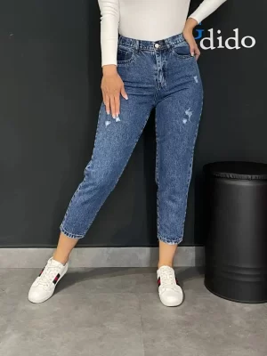 خرید شلوار جین مام فیت پشت کمر کش 2618 - خرید و قیمت در دیدو گالری DidoGallery