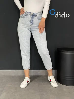 خرید شلوار جین مام فیت پشت کمر کش کد 2634 - خرید و قیمت در دیدو گالری DidoGallery