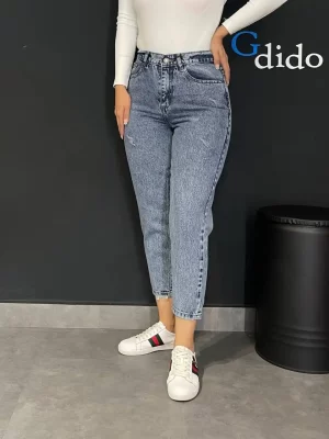 خرید شلوار جین مام فیت پشت کمر ساده 2646 - خرید و قیمت در دیدو گالری DidoGallery