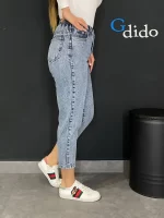 خرید شلوار جین مام فیت پشت کمر کش کد 2463 - خرید و قیمت در دیدو گالری DidoGallery