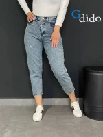 خرید شلوار جین مام فیت پشت کمر کش کد 2624 - خرید و قیمت در دیدو گالری DidoGallery