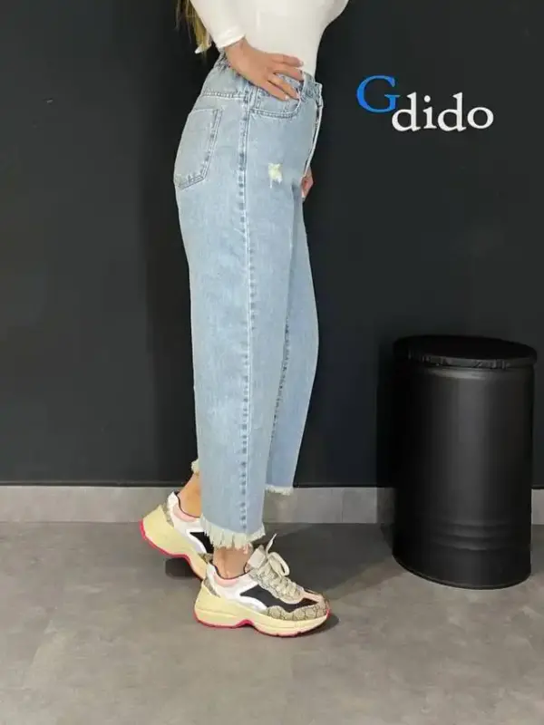 خرید شلوار جین نیم بگ کوتاه ریشدار کد 6001 - خرید و قیمت در دیدو گالری DidoGallery