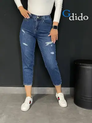 خرید شلوار جین مام فیت پشت کمر کش 2584 - خرید و قیمت در دیدو گالری DidoGallery