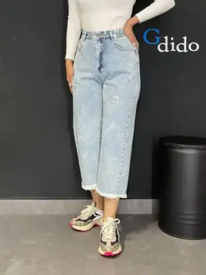 خرید شلوار جین نیم بگ کوتاه ریشدار کد 6003 - خرید و قیمت در دیدو گالری DidoGallery