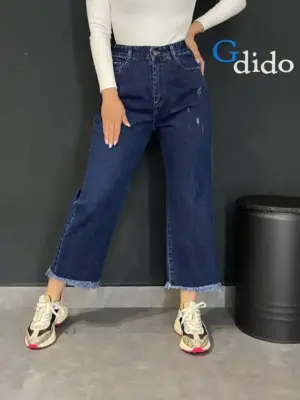 خرید شلوار جین نیم بگ کوتاه ریشدار کد 6002 - خرید و قیمت در دیدو گالری DidoGallery