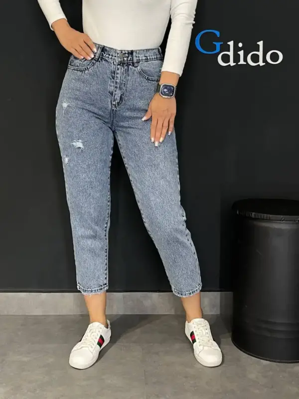 خرید شلوار جین مام فیت پشت کمر کش 2632 - خرید و قیمت در دیدو گالری DidoGallery
