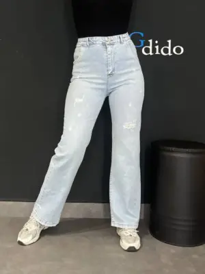 خرید شلوار جین واید پارچه نیم کش کد 50161 - خرید و قیمت در دیدو گالری DidoGallery